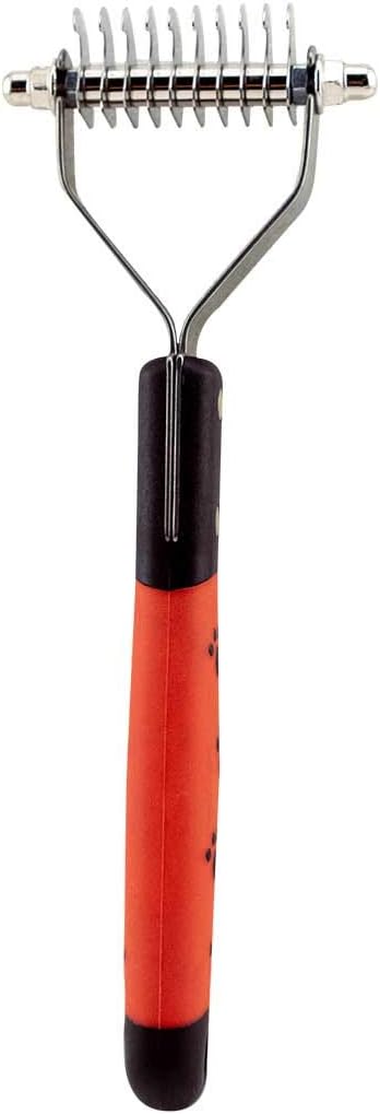 Ryan's Pet Supplies Paw Brothers 10 Blade Medium Dematting Undercoat Rake for Dogs and Cats, Professional Grade, Dog Shedding Brush, Stainless Steel Blades, Rounded Gentle Teeth