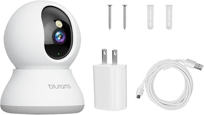 Security Camera 2K, blurams Baby Monitor Dog Camera 360-degree for Home Security w/Smart Motion Tracking, Phone App, IR Night Vision, Siren, Works with Alexa & Google Assistant & IFTTT, 2-Way Audio