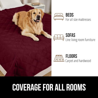 GORILLA GRIP Waterproof Dog Blanket, 82x68, Leakproof Couch Cover for Dogs, Silicone Grip Backing, Protects Sofa, Sectional, Bed, Crate, Car & RV, Tear-Resistant Washable Senior Pet Blanket, Burgandy