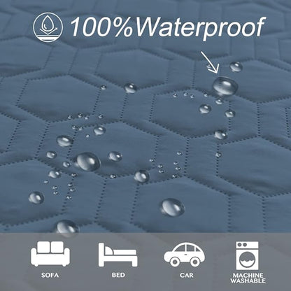 Tcksstex Waterproof and Anti-Slip Dog Bed Cover and Pet Blanket Sofa Pet Bed Mat ，car Incontinence Mattress Protectors Furniture Couch Cover for Most Cats Dogs, Pets （82x82- Navy Blue）