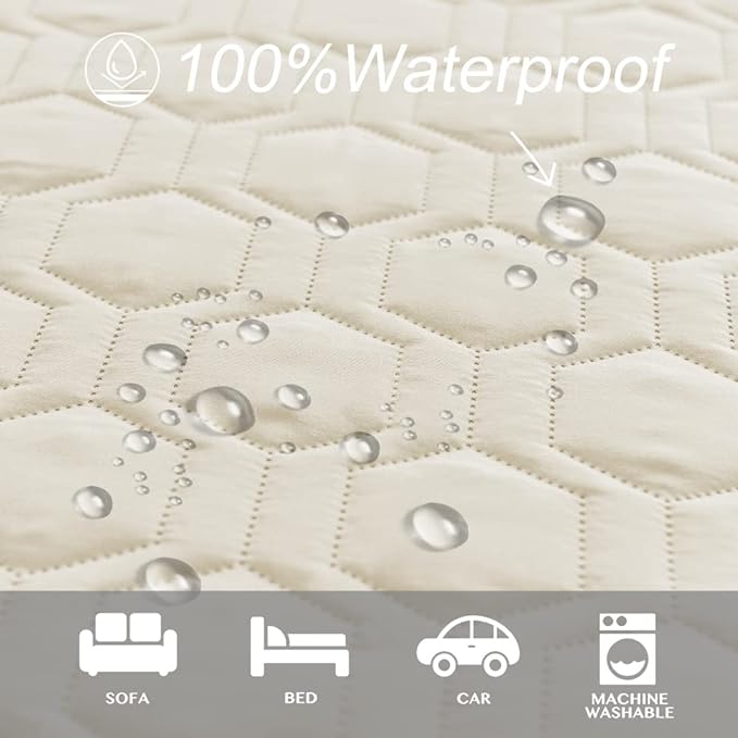Tcksstex Waterproof and Anti-Slip Dog Bed Cover and Pet Blanket Sofa Pet Bed Mat ，car Incontinence Mattress Protectors Furniture Couch Cover for Most Cats Dogs, Pets（40x50-Ivory）