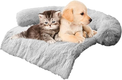Tinaco Calming Dogs/Cats Bed Mats, Dog Pad Washable Removable Couch Cover, Plush Long Fur Mat for Pets, Waterproof Lining, Perfect for Small, Medium and Large Dogs and Cats (Light Gray, 34"x30")