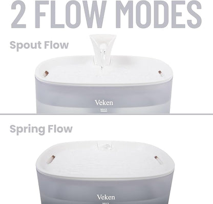 Veken Cat Water Fountain with Detachable Tank, Easy to Clean & Assemble, 85oz/2.5L Automatic Pet Drinking Dispenser with Quiet Operation & LED Light for Cats, Dogs and Small Pets, White