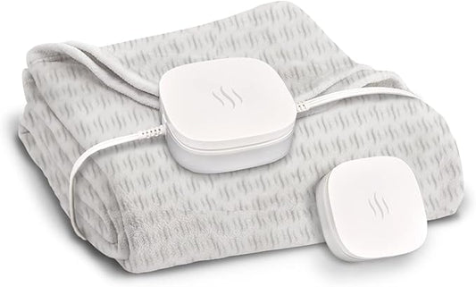 Hidden Heat Electric Foot of the Bed Warmer by SpotWarm; Wireless RF Remote, Microplush Flannel Mattress Warmer for Heated Feet. Queen Bed - 60” by 24”