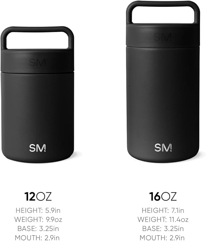 Simple Modern Food Jar for Hot Food | Reusable Stainless Steel Vacuum Insulated Leak Proof Lunch Storage for Smoothie Bowl, Soup, Oatmeal | Provision Collection | 16oz | Midnight Black