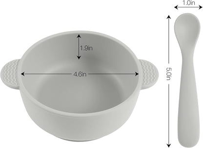 Eascrozn Silicone Baby Feeding Set, 3 Pack Baby Bowls with Suction and 3 Pack Baby Spoons for Babies Toddlers Kids, BPA Free, Baby Utensils Feeding Supplies, Microwave and Dishwasher Safe