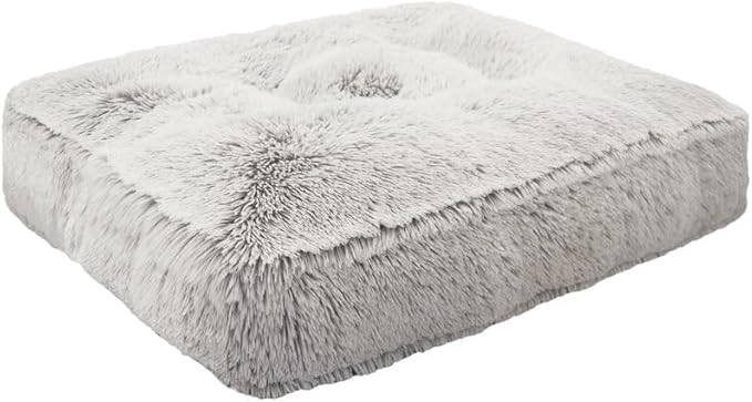 Bessie and Barnie Frosted Willow Extra Plush Shag Faux Fur Luxury Sicilian Rectangle Pet/Dog Bed (Multiple Sizes)