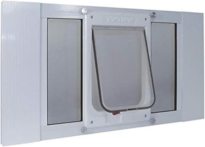 Ideal Pet Products Aluminum Sash Window Pet Door, Adjustable to Fit Window Widths from 33" to 38", Chubby Kat 7-1/2” x 10-1/2” Flap Size