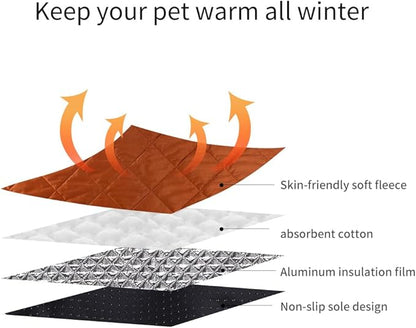 Washable Anti-Slip Kennel Mat for Medium Small Dogs and Cats Kennel pad Crate Pad in Winter Heated Cat Bed Self Warming Non-Electric Pet Warming Pad Gray 23.62 * 35.43inch