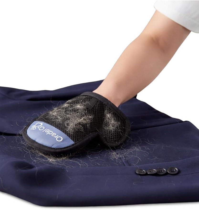 Pet Hair Removal Gloves 2 Pack – Removes Loose Pet Hair from Furniture, Couch, Clothes & Car – Dog & Cat Grooming Mitt – Reusable Fur Remover for Home Cleaning & Bath Massage