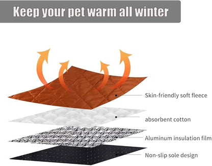 Washable Anti-Slip Kennel Mat for Medium Small Dogs and Cats Kennel pad Crate Pad in Winter Heated Cat Bed Self Warming Non-Electric Pet Warming Pad Gray 13.75 * 19.69inch