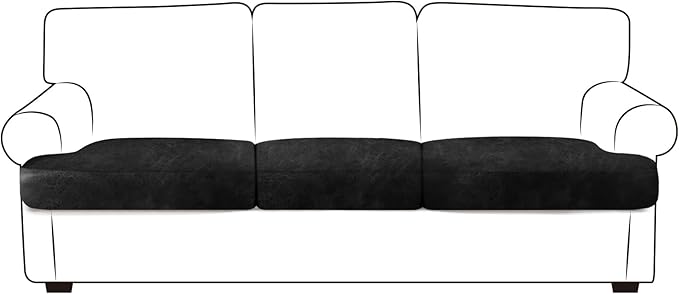 ANARACHON Leather Look Couch Cushion Covers Sofa Seat Slipcovers Sets Couches Furniture Protector for Sectional Armchair Loveseat Pets Kids Stretch Spandex Fabric (3 T-Cushion Sofa, Brown)
