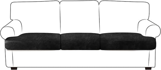ANARACHON Leather Look Couch Cushion Covers Sofa Seat Slipcovers Sets Couches Furniture Protector for Sectional Armchair Loveseat Pets Kids Stretch Spandex Fabric (3 T-Cushion Sofa, Brown)