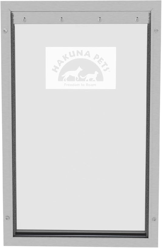 Hakuna Pets Deluxe Aluminum Pet, Cat and Dog Door with 2-Way Locking Panel for Screens, Doors and Walls up to 2.8" Thick, X-Large, Silver