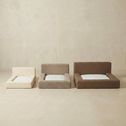 Mini Cloud Bed - Removable and Washable Covers - Toddler Baby Pet Dog Cat Nursery - Upholstered Minimalist Modern Luxury (Cream Boucle, Medium)