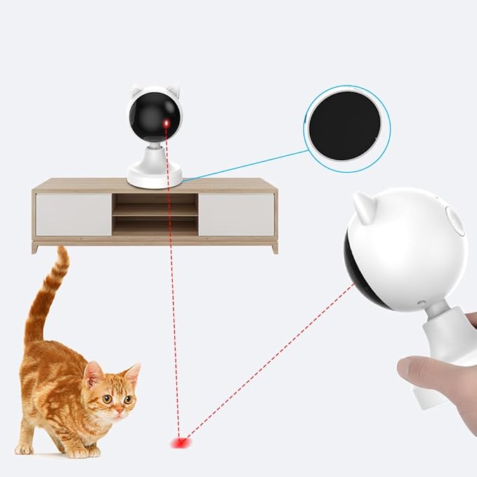 Automatic Smart Laser Cat Toy, USB Rechargeable Interactive Rotating Laser Pointer for Indoor Cats, 2 Modes & Adjustable Speed