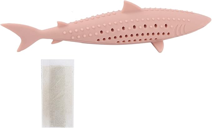 VINGVO Cat Teeth Cleaning Toy, Cat Teething Toys Silicone Molar Stick Catnip Toys Cat Toothbrush Cat Fish Shape Toothbrush with Catnip Chew Bite Teeth Cleaning Toy for Cats Kitten Kitty