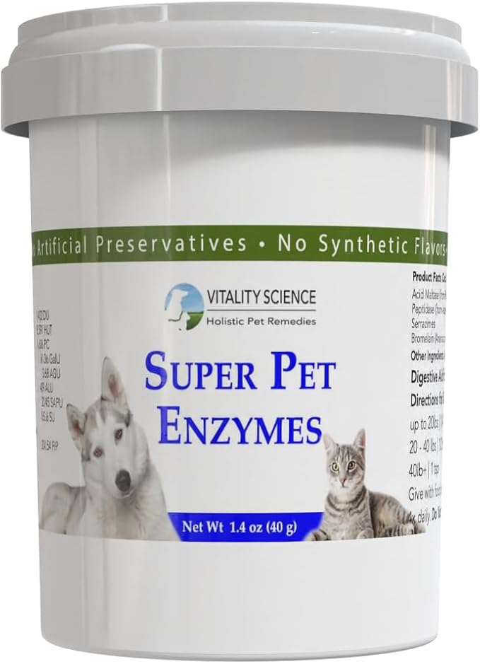 Vitality Science All Natural Super Pet Enzymes for Dogs | Complete Spectrum of Digestive Enzymes | Helps Dog Diarrhea, Constipation, Digestion, Allergy & Immunity