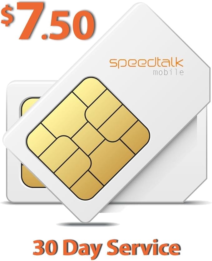 SpeedTalk Mobile GSM SIM Card for 5G 4G GPS Trackers - Pet Kid Senior Vehicle Tracking Devices - 30 Day Service| USA Coverage Canada & Mexico Roaming