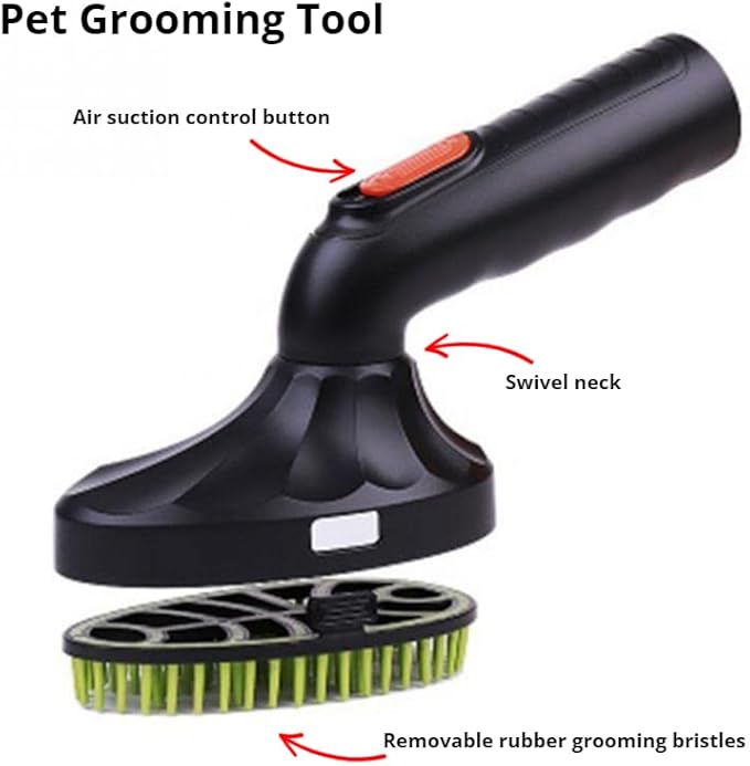 1.25 inch Pet Hair Vacuum Attachment – Dog & Cat Grooming Tool Compatible with Shop Vac, Bissell, Shark, Hoover, Eureka, Dirt Devil, Kenmore, and More (Pet Grooming Brush Tool)