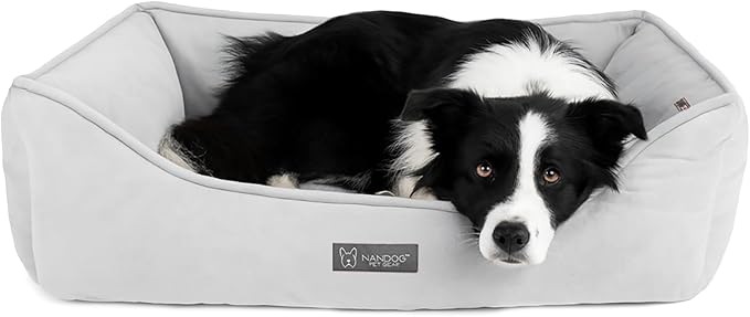 NANDOG Reversible Dog Bed from The Signature Collection– Luxury Cloud-Soft Pet Bed for Medium to Large Dogs & Cats, Premium Pet Gear, Reversible Design, Plush Comfort, Modern Style - Light Grey