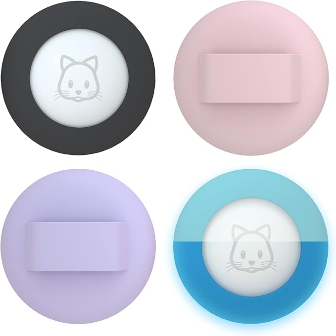 2022 Airtag Cat Collar Holder, Small Air Tag Compatible With Apple GPS Tracker, 2Pack Waterproof Case Cover for Pet Collar Within 3/8 Inch (Black, Pink, Purple, Lumiblue)