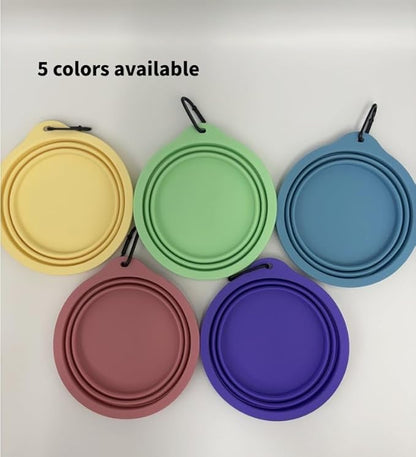 Collapsible Travel Pet Bowl with Carabiner for Dogs and Cats, Portable Silicone Pet Bowl for Waking, Hiking and Traveling (Purple)