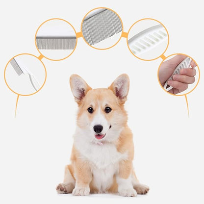 Pet Hair Comb, Multifunctional Pet Grooming Brush Pet Hair Comb Tear Stain Removal (Yellow)