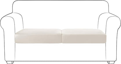Yates Home PU Leather Couch Sofa Cushion Slipcover Water-Proof Elastic Chair RV Seat Covers Loveseat Sofa Furniture Protector Slip Cover for Settee Seater Replacement Living Room（2 Pieces, Ivory）