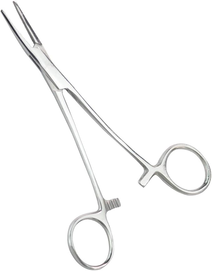 Pets ears/nose hair Puller Straight & Curved full serrated, stainless steel Home Hemostat Locking Forceps, Professional pet grooming tool for cats & dogs 2pcs set