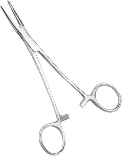 Pets ears/nose hair Puller Straight & Curved full serrated, stainless steel Home Hemostat Locking Forceps, Professional pet grooming tool for cats & dogs 2pcs set