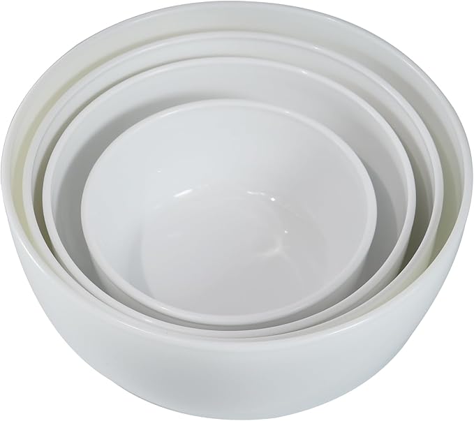 Set of 4 Plastic Prep Bowls with Lids，Microwave and Dishwasher Safe,Ideal for Baking, Prepping, Cooking and Serving Food (White)