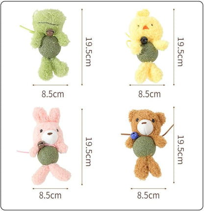 Cat Toys with Catnip Kitten Chew Bite Supplies Boredom Relief Fluffy Kitty Teeth Cleaning Chewing Cat Lovers Interactive Plush Gift (New Duck)