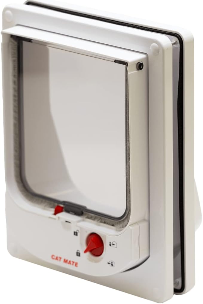 Cat Mate 4-Way-Locking Electromagnetic Cat Flap (254) - Exclusive Entry Collar Magnet Operated, for Small to Average-Sized Cats, for UPVC, Wood and Wall, White