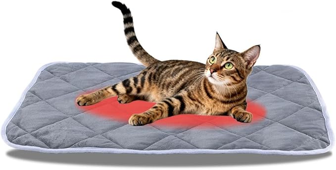 Washable Anti-Slip Kennel Mat for Medium Small Dogs and Cats Kennel pad Crate Pad in Winter Heated Cat Bed Self Warming Non-Electric Pet Warming Pad Gray 13.75 * 19.69inch