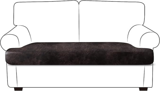 ANARACHON Leather Look Couch Cushion Covers Sofa Seat Slipcovers Sets Couches Furniture Protector for Sectional Armchair Loveseat Pets Kids Stretch Spandex Fabric (1 T-Cushion loveseat, Chocolate)
