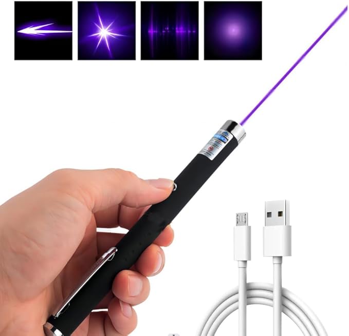 Cat Laser Pointer for Cats USB Rechargeable Dogs Pet Interactive Toys Indoor Outdoor Chaser Tease Green Red Light Blue Violet Laser Pen Kitten Training (Green, 1 PCS Pack Laser Pointer)