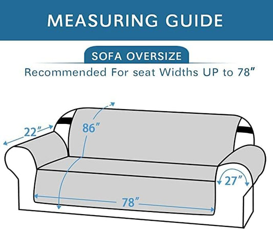 H.VERSAILTEX Reversible Sofa Slipcover Furniture Protector Water Resistant 2" Elastic Straps Sofa Cover Couch Covers Pets Fit Sitting Width Up to 78" (Oversized Sofa: 86" x 132", Light Grey/Beige)