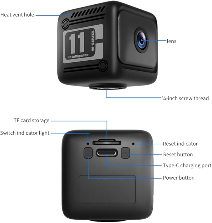 Mini Security Camera, 1080p HD Wireless Indoor Cam with 6-Hour Battery & No WiFi Needed for Recording, AI Motion Detection Night Vision for Home, Office, Baby and Pet Monitoring,Black