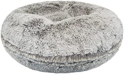 Bessie and Barnie - Luxury Extra Plush Faux Fur Bagel Pet/Dog Bed (Frosted Snow, Me)