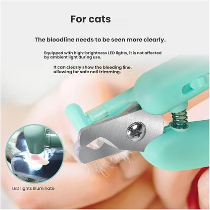Professional Pet Nail Clipper with LED Light and Safety Guard, Safe Trimming Tool for Dogs and Cats (Pink)