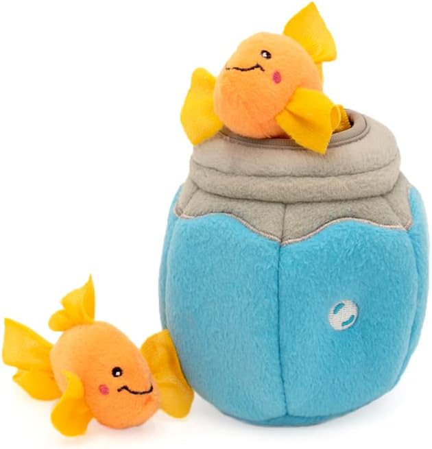 ZippyClaws Burrow - Interactive Plush Cat Puzzle Toy with Catnip Miniz, Perfect for Mental Stimulation, Hide-and-Seek Games, and Hours of Fun for Kittens and Cats - Fish in Bowl