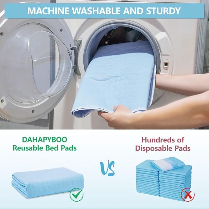 DAHAPYBOO Washable Underpads, 36"x36" 2 Pack Incontinence Bed Pads, Heavy Absorbency Reusable for Elderly, Kids, Adults and Pets, Waterproof Quick Drying for Bed, Sofa, Floor