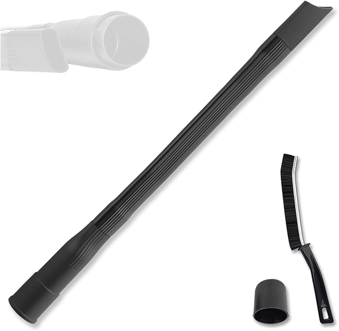 Universal 19" Flexible Crevice Tool & Brush Combo Vacuum Attachment for Car Detailing Dryer Lint Pet Hair, Fits 1-1/4" or 1-3/8 inch Connector Hoses Helps Clean Cobwebs on the ceiling Under Furniture