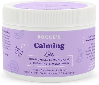 Bocce's Bakery Bedtime Tea Treats + Calming Supplement Bundle for Dogs – All-Natural, Wheat-Free Biscuits & Stress Support with Chamomile, Lemon Balm, L-Theanine – Real Ingredients Baked in The USA