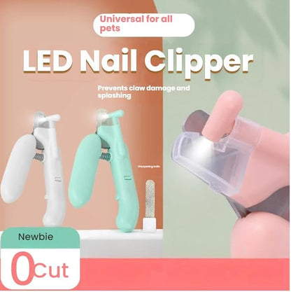 Professional Pet Nail Clipper with LED Light and Safety Guard, Safe Trimming Tool for Dogs and Cats (Pink)
