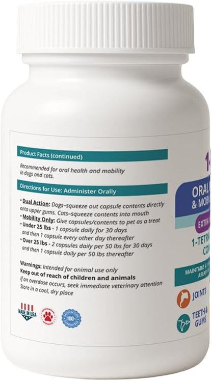 1TDC Dental & Joint Health Softgel Supplement for Dogs & Cats, Supports Oral Health, Stamina, Mobility, Muscle Strength & Recovery, Maintains Skin & Coat Health of Pets (120 Soft Gels)