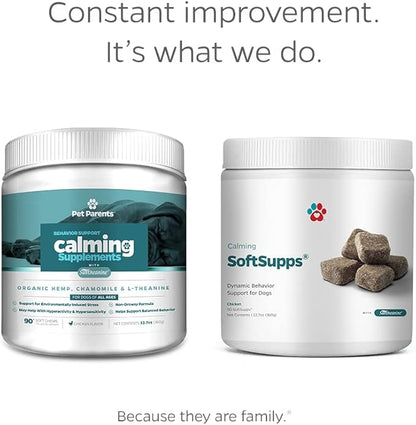 Pet Parents® Calming SoftSupps® Calming Chews for Dogs & Anxiety Relief for Dogs, Organic Hemp Oil for Dogs Calming Dog Treats for Pet Anxiety Relief & Separation Anxiety Relief for Dogs, 90ct