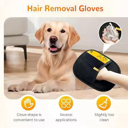 Pet Hair Removal Gloves for Cats & Dogs, Pack of 4 (2 Blue + 2 Black), Reusable Pet Grooming & Deshedding Tool for Dog & Cat Fur