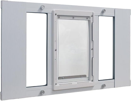 Ideal Pet Products Aluminum Sash Window Pet Door, Adjustable to Fit Window Widths from 27" to 32", Medium 7” x 11-1/4” Flap Size